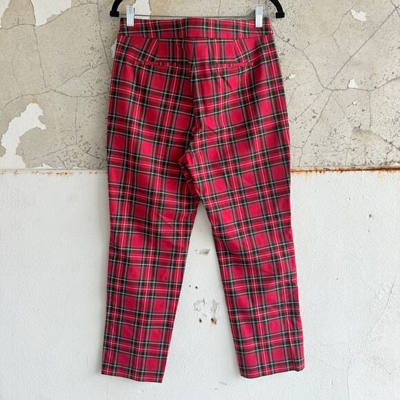 J Crew Tartan Plaid Pants Straight Leg Ankle Festive Christmas Check Women 8 - Picture 5 of 6
